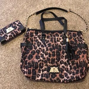Juicy couture cheetah purse and wallet set